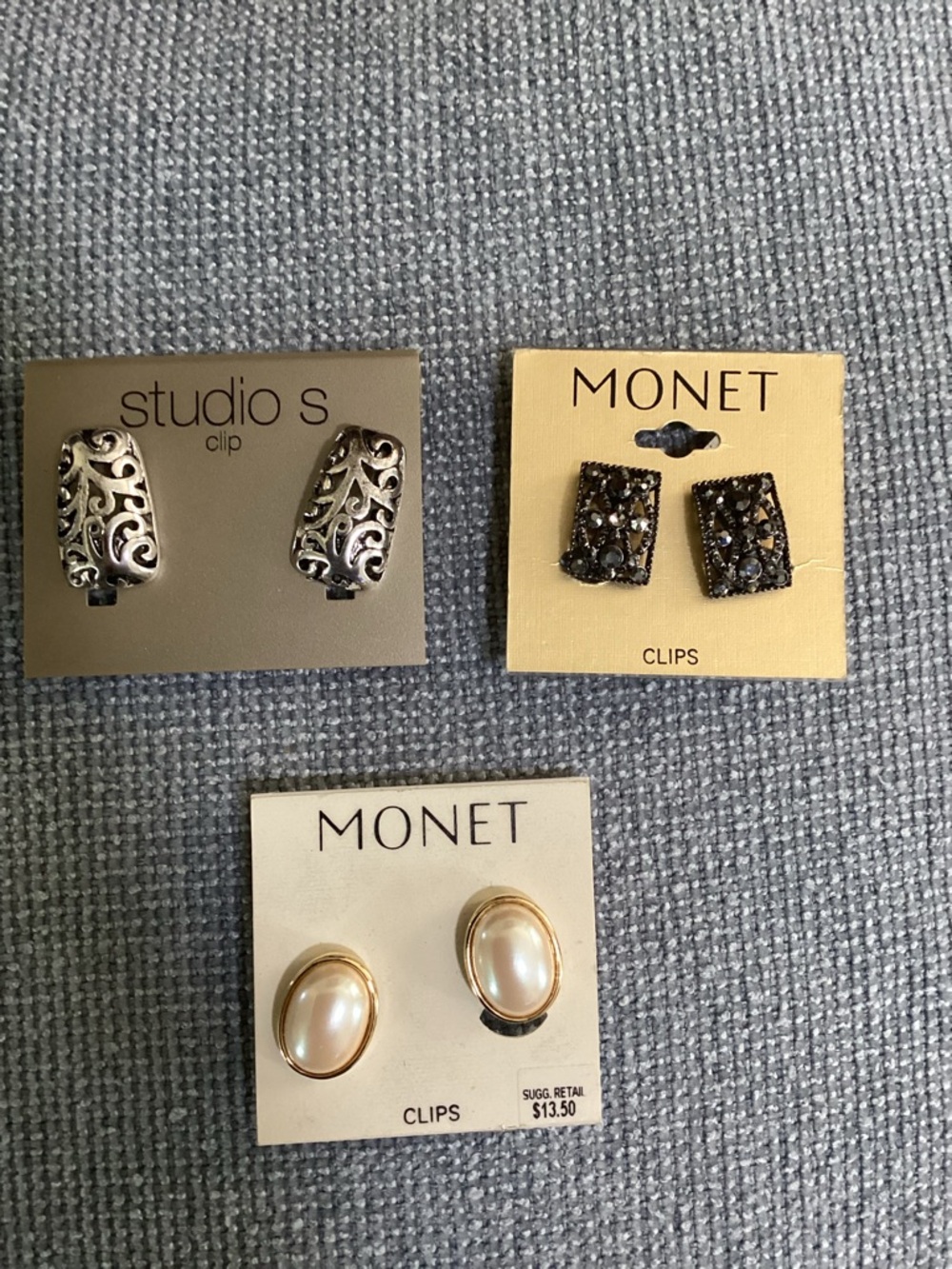 3 pairs clip earrings